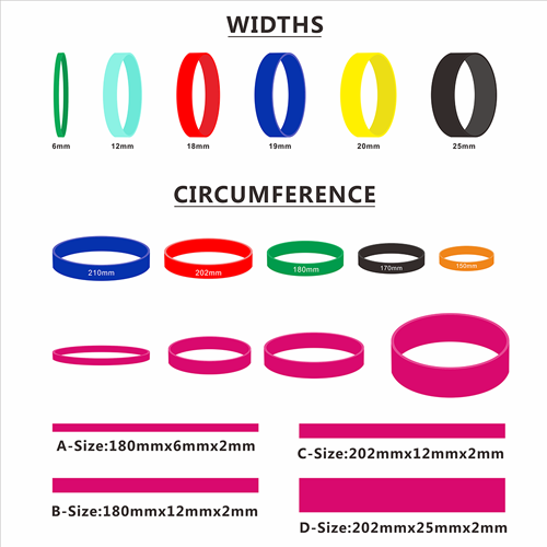 Custom Sizes Of Rubber Bracelets