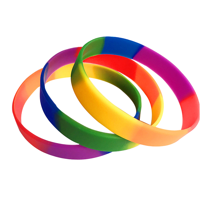 Adult Rainbow Chain Link Silicone Bracelets Wholesale, Gay Pride